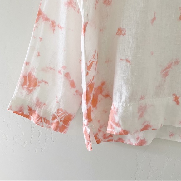 Rachel Zoe Tie Dye 100% Linen Top Pink - Picture 5 of 10
